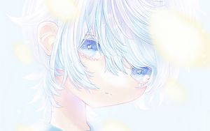 Preview wallpaper girl, glance, anime, art, blue, pastel