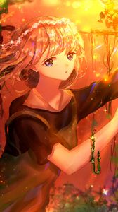 Preview wallpaper girl, glance, anime, art, yellow