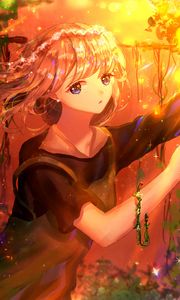 Preview wallpaper girl, glance, anime, art, yellow