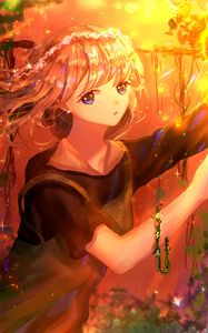 Preview wallpaper girl, glance, anime, art, yellow