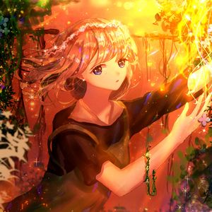 Preview wallpaper girl, glance, anime, art, yellow