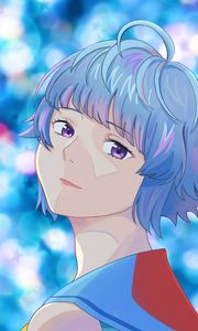 Preview wallpaper girl, glance, anime, blur, blue