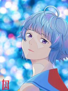 Preview wallpaper girl, glance, anime, blur, blue