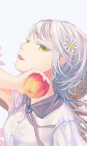 Preview wallpaper girl, glance, apple, anime, art, light