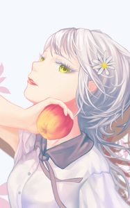 Preview wallpaper girl, glance, apple, anime, art, light