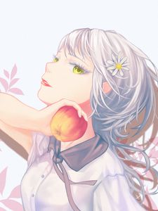 Preview wallpaper girl, glance, apple, anime, art, light