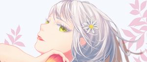 Preview wallpaper girl, glance, apple, anime, art, light