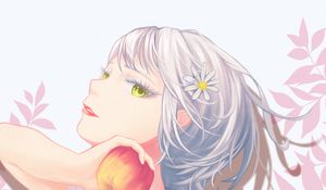 Preview wallpaper girl, glance, apple, anime, art, light