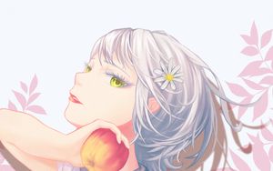 Preview wallpaper girl, glance, apple, anime, art, light