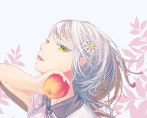 Preview wallpaper girl, glance, apple, anime, art, light