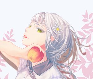 Preview wallpaper girl, glance, apple, anime, art, light