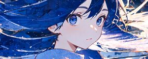 Preview wallpaper girl, glance, art, blue, anime