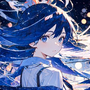 Preview wallpaper girl, glance, art, blue, anime