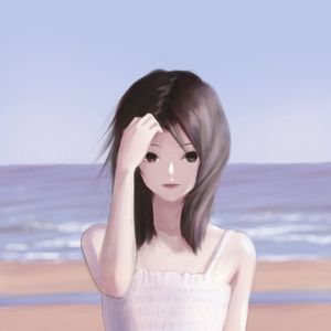 Preview wallpaper girl, glance, beach, anime, art