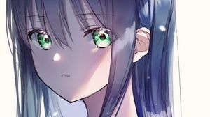 Preview wallpaper girl, glance, blue, anime, art