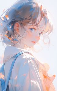 Preview wallpaper girl, glance, blush, sunlight, art