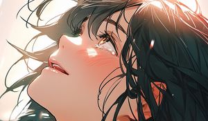 Preview wallpaper girl, glance, blush, anime, sunlight