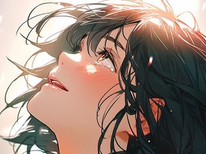 Preview wallpaper girl, glance, blush, anime, sunlight