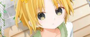 Preview wallpaper girl, glance, book, anime, art, yellow