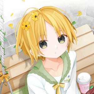 Preview wallpaper girl, glance, book, anime, art, yellow