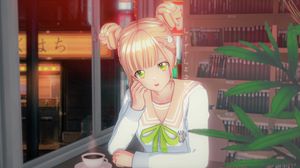 Preview wallpaper girl, glance, books, anime, art