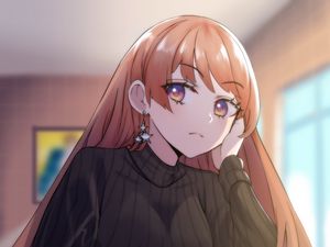 Preview wallpaper girl, glance, boredom, anime, art