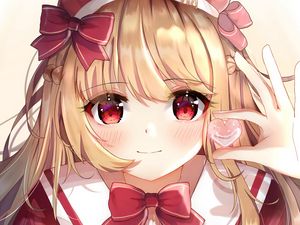 Preview wallpaper girl, glance, bow, anime, art