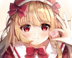 Preview wallpaper girl, glance, bow, anime, art