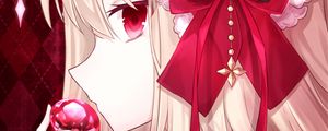Preview wallpaper girl, glance, bow, ruby, anime, art, red