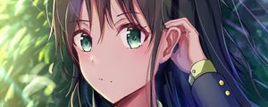 Preview wallpaper girl, glance, bow, rays, light, anime