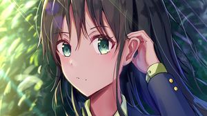 Preview wallpaper girl, glance, bow, rays, light, anime