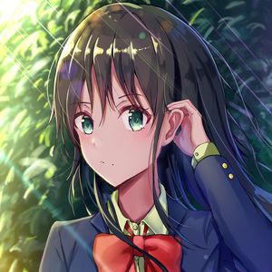 Preview wallpaper girl, glance, bow, rays, light, anime