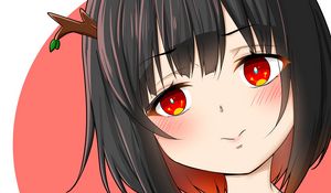 Preview wallpaper girl, glance, branches, horns, anime