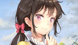 Preview wallpaper girl, glance, brooch, anime, art