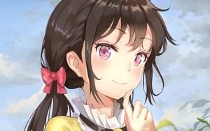 Preview wallpaper girl, glance, brooch, anime, art