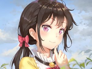 Preview wallpaper girl, glance, brooch, anime, art