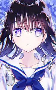 Preview wallpaper girl, glance, bubbles, anime, art
