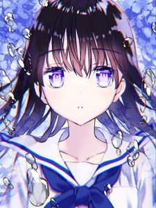 Preview wallpaper girl, glance, bubbles, anime, art