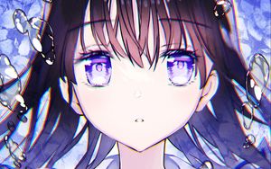Preview wallpaper girl, glance, bubbles, anime, art