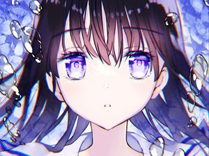 Preview wallpaper girl, glance, bubbles, anime, art