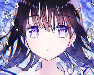 Preview wallpaper girl, glance, bubbles, anime, art