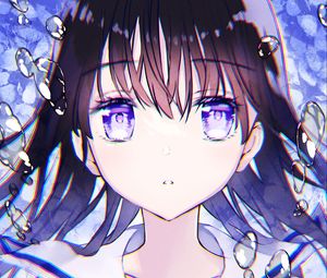 Preview wallpaper girl, glance, bubbles, anime, art