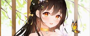 Preview wallpaper girl, glance, butterfly, anime, art