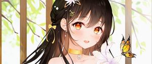 Preview wallpaper girl, glance, butterfly, anime, art