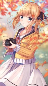 Preview wallpaper girl, glance, camera, anime, art