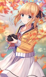 Preview wallpaper girl, glance, camera, anime, art