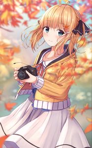 Preview wallpaper girl, glance, camera, anime, art