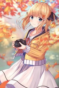 Preview wallpaper girl, glance, camera, anime, art