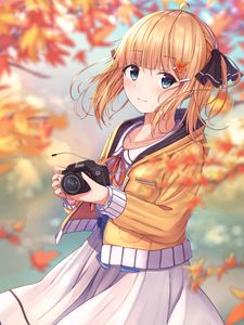 Preview wallpaper girl, glance, camera, anime, art