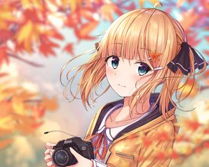 Preview wallpaper girl, glance, camera, anime, art